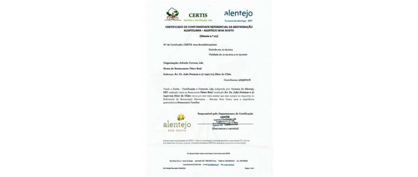 Certificado Alentejo Bom Gosto
